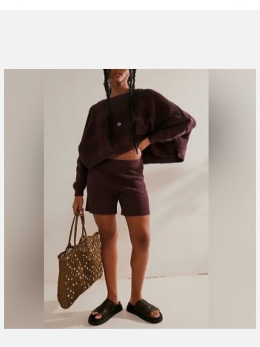 Free People Lena Cozy Knit Two-Piece Set in Vintage Wine - Picture 2 of 6